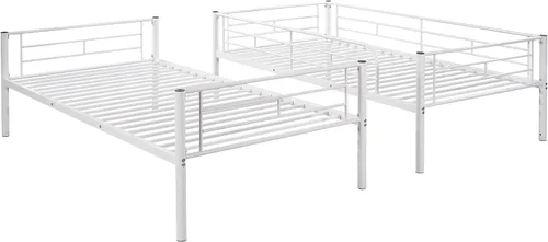 Vista 4 de Harper & Bright Designs Litera de metal individual sobre individual con escalera extraíble, marco de cama resistente con rieles de protección