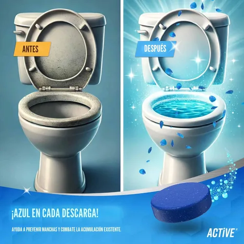 Vista 3 de ACTIVE Tabletas Limpiadoras Automáticas para Tazón de Inodoro de Gel Azul Limpiadores de Tanque de Inodoro, Removedor de Manchas de Anillo de Agua