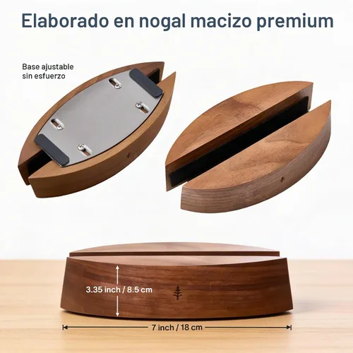 Vista 4 de Nordik - Soporte Vertical Ajustable para Laptop - Nogal - Soporte Premium para Laptop para Oficina en Casa, Ingenieros de Software - Base