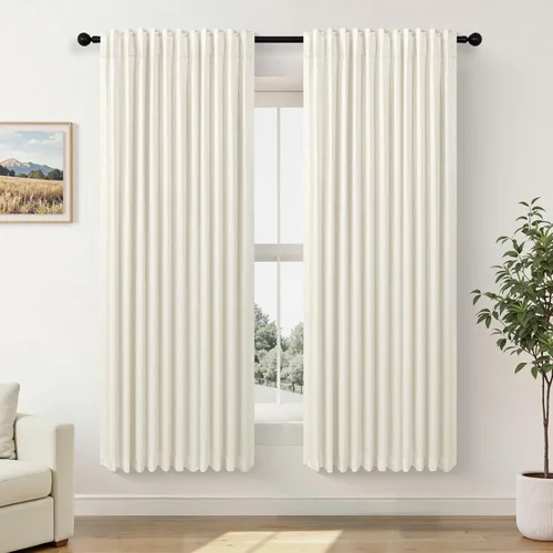 Vista 62 de Pitalk Cortinas cortas 100% opacas de lino para cafetería, 40 pulgadas de largo, 2 paneles, cortinas de puerta francesa para ventana, cortina