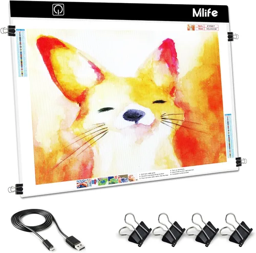 Vista 8 de Mlife Almohadilla de Luz Grande A1 Mejorada para Pintura de Arte de Diamante, Caja de Luz de Dibujo y Copia con Atenuación Continua para Calcar