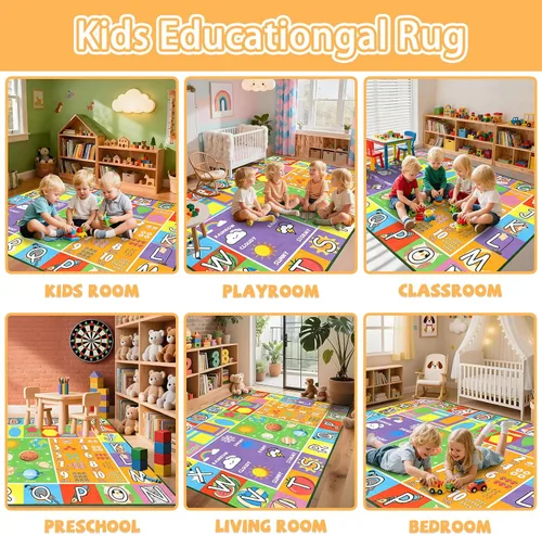 Vista 4 de Alfombra infantil ABC para sala de juegos, alfombra del alfabeto para dormitorio, educativa para aprender preescolar, alfombras para guardería