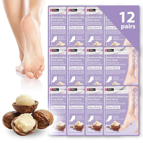 Vista 10 de Original Derma Beauty - Máscara de pies de 12 pares de hidratación intensa, aceite de aguacate, juego de mascarillas hidratantes para pies