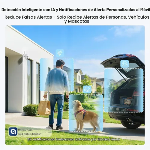 Vista 5 de Cámara de seguridad para exteriores de 4 MP, cámara WiFi de 2.5 K para sistema de seguridad del hogar, cámara exterior con cable enchufable Blanco-2