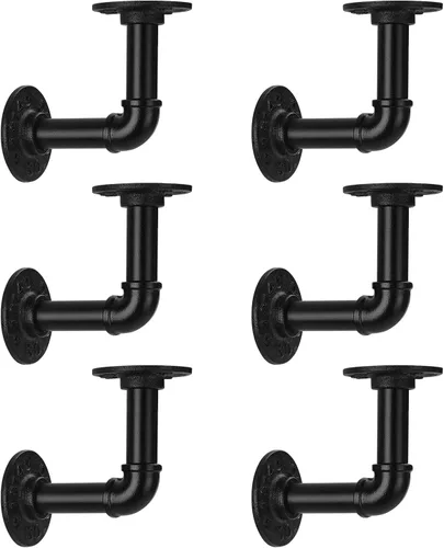 Vista 6 de Soporte de estante de tubo de 1/2 pulgada, soporte de estante flotante montado en la pared, soporte de metal colgante de pared punk de vapor