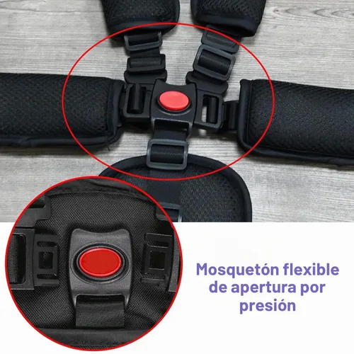 Vista 3 de Correas de asiento universales de 5 puntos, cinturón de arnés ajustable para silla alta, cinturón de arnés con 4 almohadillas para los hombros