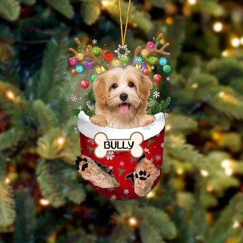 Vista 6 de IZI POD Affenpinscher Adorno de Navidad personalizado para perro, adorno de bolsillo de nieve para perro para árbol de Navidad, adorno acrílico