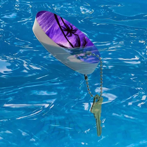 Vista 3 de GRAPHICS & MORE Purple Sunset Beach Palm Tree Hawaii Paradise Llavero flotante de espuma ovalada para barco de pesca, boya