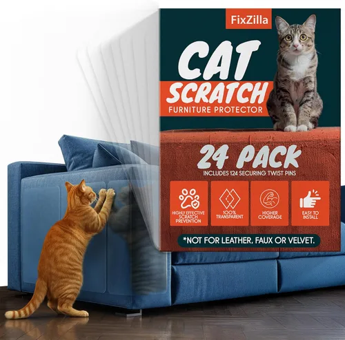 Vista 10 de Protector Anti Arañazos para Muebles de FixZilla, Juego de 6 Protectores de Sofá contra las Garras de los Gatos – Detergente de Arañazos y Protector