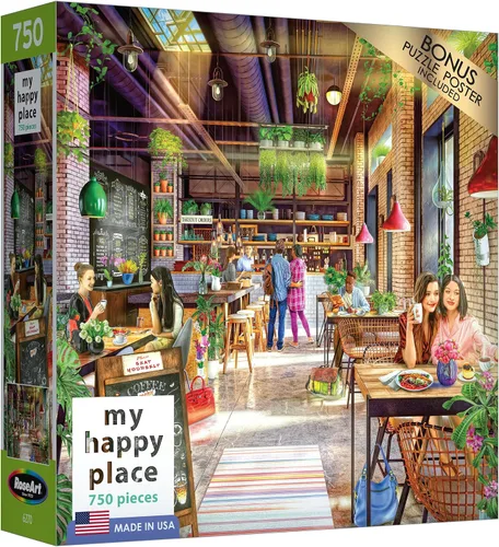 Vista 8 de RoseArt - My Happy Place - Boho Coffeshop - Rompecabezas de 750 piezas para adultos