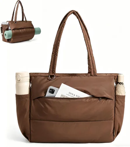 Vista 8 de BAGSMART Bolsa de yoga y pilates para mujer con asas, bolsa de gimnasio Rosa bebé