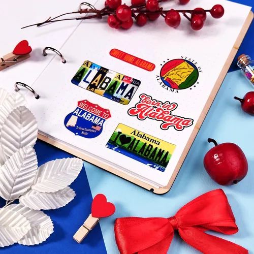Vista 6 de Calcomanías de Alabama para laptop, suministros y decoraciones de fiesta de Alabama, regalos para mujeres y hombres