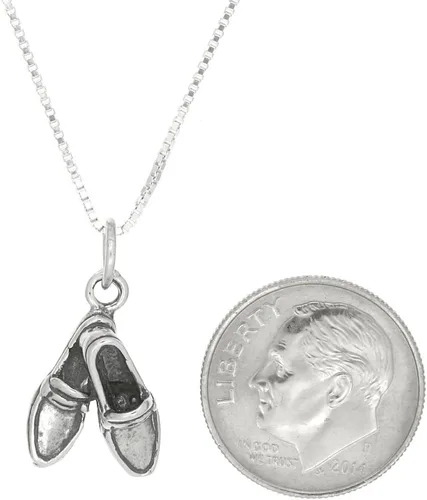Vista 2 de LGU Sterling Silver Three Dimensional Shagging Shoes Loafers Necklace