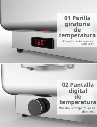 Vista 3 de GarveeHome Juego de bufé eléctrico de acero inoxidable con tapa enrollable con 1 sartén de 9 cuartos de galón, control de temperatura de 400 W