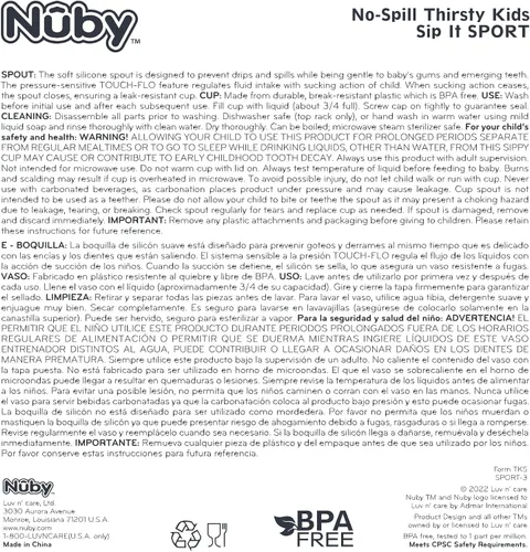 Vista 11 de Nuby No Spill Printed Thirsty Kids - Vaso deportivo antiderrames con boquilla suave y tapa, 12 onzas, más de 12 meses, paquete individual de 1