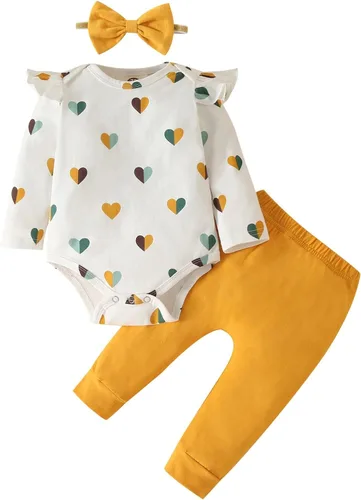 Vista 14 de Fullfamous Conjunto de mameluco y pantalón de 3 piezas con volantes de manga larga para bebé niña christmas 1