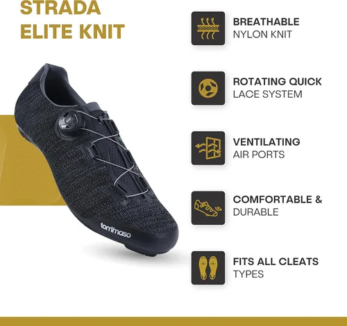 Vista 3 de Tommaso Strada Ready to Ride - Zapatos de ciclismo de interior para hombre diseñados para pelotón con tacos Delta de aspecto preinstalados zapatos