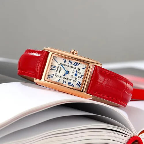 Vista 5 de FANMIS Reloj de pulsera rectangular vintage para mujer, reloj de cuarzo analógico para mujer, ultrafino, reloj de pulsera para mujer, reloj