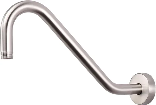Vista 10 de NearMoon Brazo de extensión de ducha en forma de J, extensor de altura de cabezal de ducha de acero inoxidable con brida, diseño de tubo elevador