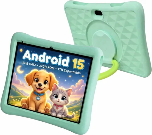 Vista 12 de ZZB Tableta para niños de 10 pulgadas, Android 15.0, 8 GB (3+5 extendidos) RAM 32 GB ROM (expandible a 1 TB) Cámara dual de 6000 mAh precargada