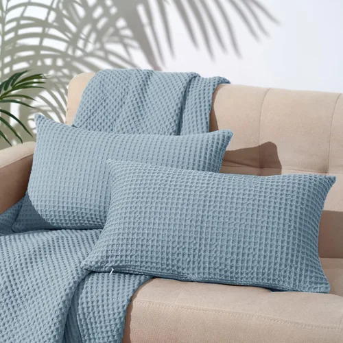 Vista 16 de PHF Funda de almohada 100% algodón con tejido de gofre, 22 x 22 pulgadas, sin relleno, paquete de 2 elegantes fundas de almohada cuadradas
