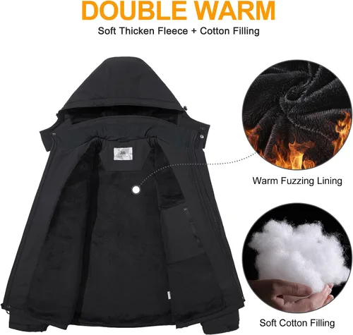 Vista 2 de GOLDEN CAMEL Men's Winter Jacket Windproof Ski Snow Jacket Waterproof Thicken Parka Rain Jacket Warm Puffer Coat