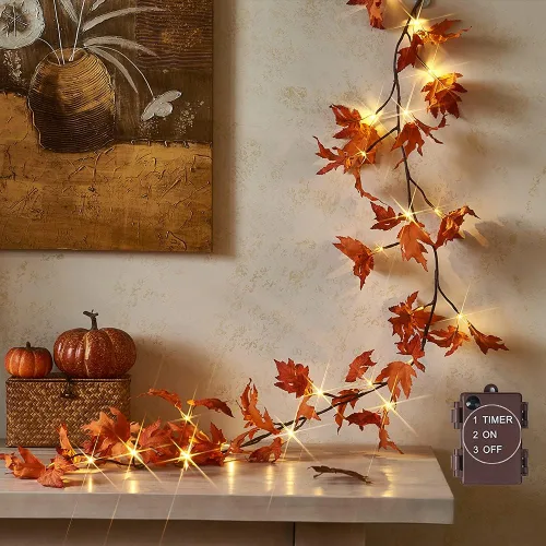 Vista 11 de Hairui Guirnalda de abedul iluminada, funciona con pilas, con 8 funciones, 48 luces blancas cálidas y multicolor, de 6 pies, guirnalda preiluminada