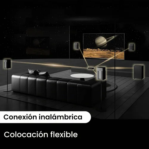 Vista 4 de Hisense HT Saturn - Barra de sonido de 4.1.2 canales con subwoofer inalámbrico, Dolby Atmos, DTS:X, Bluetooth 5.3, EzPlay, paso HDMI 4K, compatible
