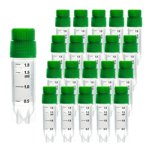 Vista 33 de Cryoviales de 0.0 fl oz, 25Pcs Cryotubes con código de barras lateral, frascos de esterilización con rosca externa, tubos de muestra con tapas Azul