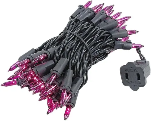 Vista 9 de Novelty Lights Mini luces incandescentes amarillas de 11 pies, 50 bombillas, cable negro Traditional Bulbs with 2.5 Inch Spacing, Commercial Grade