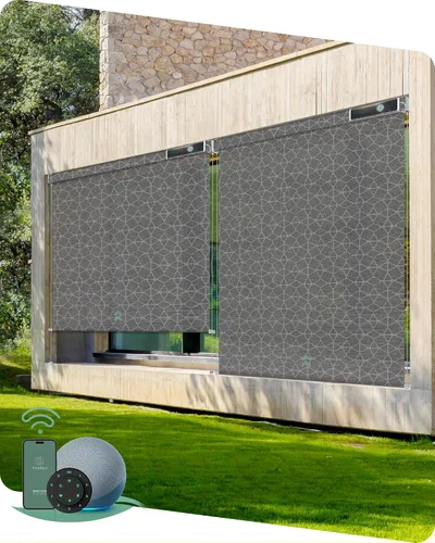 Vista 10 de Yoolax Persianas motorizadas personalizadas para exterior, persianas inteligentes compatibles con Alexa Google, persianas impermeables con control