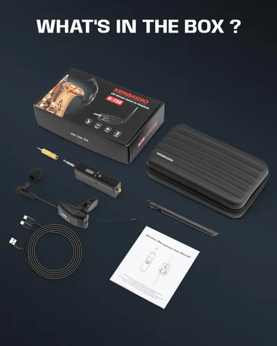 Vista 9 de Micrófono de saxofón, sistema de micrófono inalámbrico recargable UHF con transmisor y receptor de rango de 196 pies, micrófono de condensador