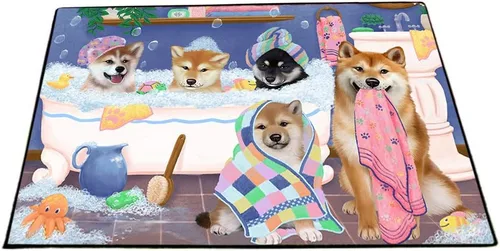 Vista 8 de Tapete antideslizante para puerta de mascotas, para interiores y exteriores del 4 de julio, para perros Shiba Inu, tapete lavable con retratos
