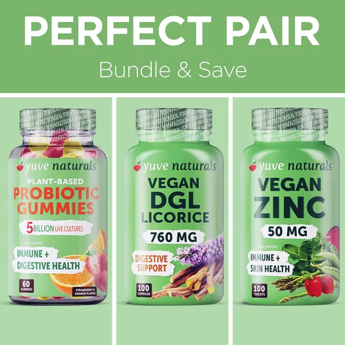 Vista 5 de Yuve Regaliz vegano DGL 760 mg – Suplemento de cápsulas de raíz de regaliz desglicirricinadas ultra puras – Apoya el estómago, el intestino