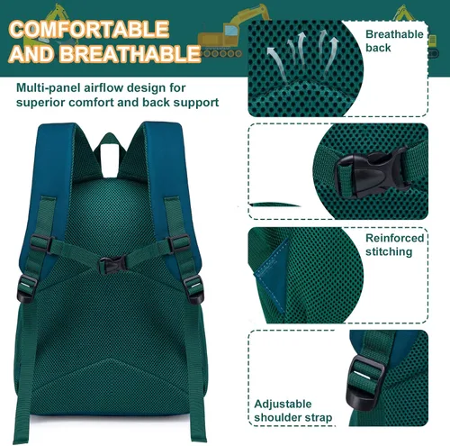 Vista 6 de LOIDOU Mochila para niños y niñas, mochilas preescolares para niños, bolsas escolares para jardín de infantes, juego de mochila para niños pequeños