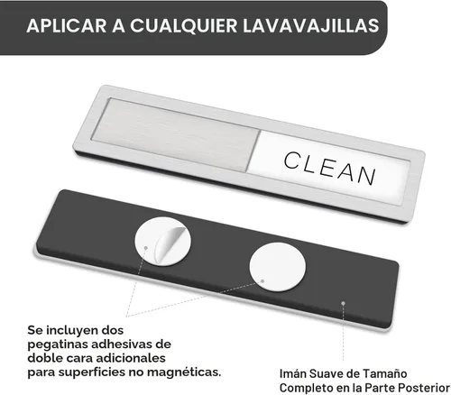 Vista 5 de KitchenTour - Imán para lavavajillas, diseño "Clean Dirty", acero 1-1-SS304-gris&blanco