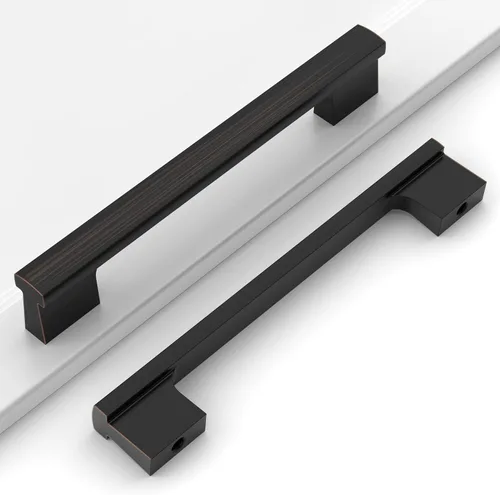 Vista 30 de Paquete de 12 manijas de níquel satinado cepillado de 5 pulgadas (5.039 in) para gabinetes de cocina, tiradores de cajones de cocina, accesorios
