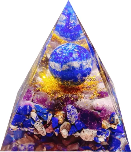 Vista 17 de Generador de energía de pirámide de orgón, amatista natural y obsidiana pirámides curativas de cristal de orgonita para reducir el estrés