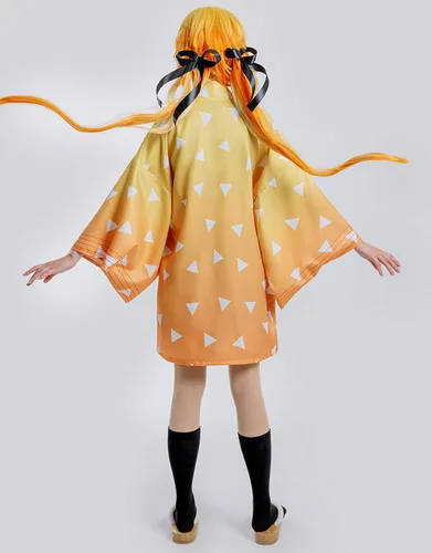 Vista 3 de Miccostumes Conjunto de uniforme de blusa y falda para mujer, kimono con abrigo