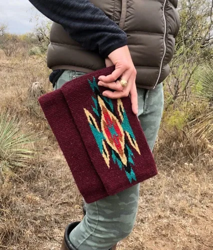 Vista 4 de Bolso de mano azteca mexicano de lana estilo chimayo occidental nativo americano