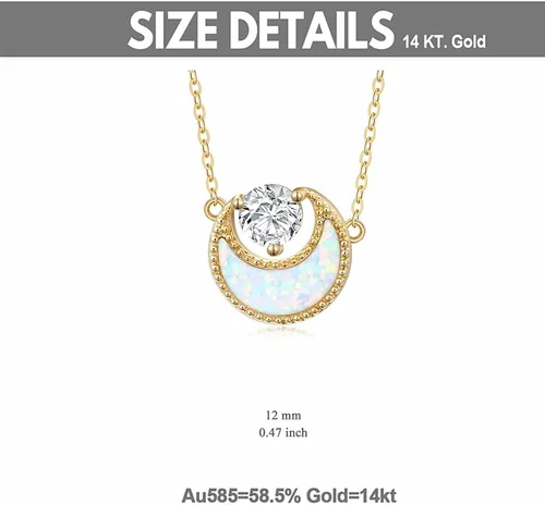 Vista 5 de Blocaci 14K Yellow Gold Opal Pendant Necklaces for Women Moon Star Necklaces Birthday Anniversary Valentine's Day Gold Jewelry for Women