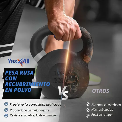 Vista 6 de Yes4All Powder Coated Cast Iron Kettlebell, Single Deep Blue, 40 KG / 88 LB