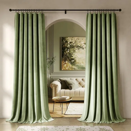 Vista 23 de Beauoop - Cortinas de terciopelo marrón para dormitorio, sala de estar, 52 x 96 pulgadas, 2 paneles Marrón dorado