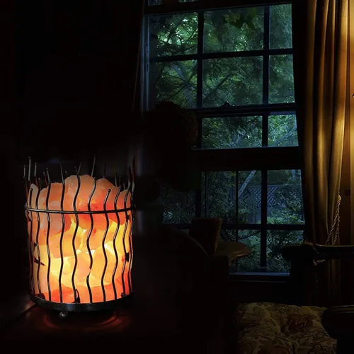 Vista 3 de Himalayan Glow Lámparas de cesta estilo pilar, lámpara nocturna de sal del Himalaya pura con trozos de sal, bombilla e interruptor regulable