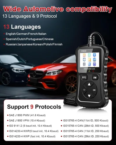 Vista 5 de Escáner OBD2 Lector de código de automóvil Soporte de prueba de voltaje Plug and Play Fixd Car CAN Herramienta de escaneo de diagnóstico Leer