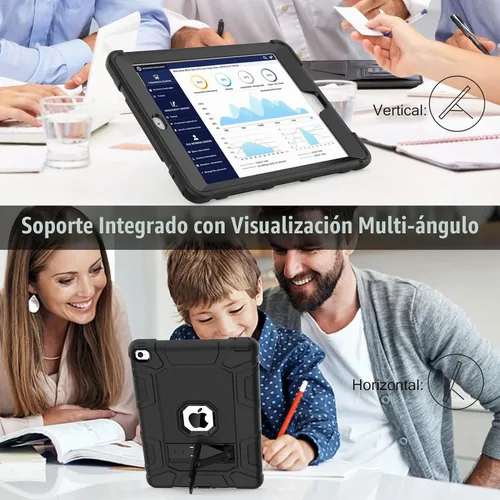 Vista 3 de TIMISM Funda para iPad Air 2, grado militar a prueba de golpes y a prueba de golpes con soporte Funda protectora resistente de 3 capas para iPad