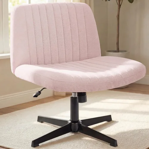 Vista 11 de NEO CHAIR Silla cruzada con ruedas, escritorio de oficina con patas marrón (Brown PU)