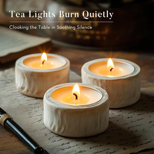 Vista 2 de Ashlux Velas de té sin perfume con forma de palma, paquete de 25 unidades a granel, 4.5 horas de combustión, velas de té blancas de larga duración