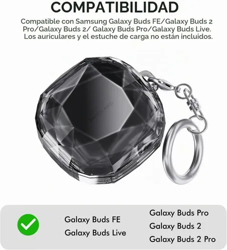 Vista 2 de AHASTYLE Compatible con Funda para Samsung Galaxy Buds FE (2023)/Galaxy Buds 2/Galaxy Buds Pro/Galaxy Buds Live Estuche rígido de PC