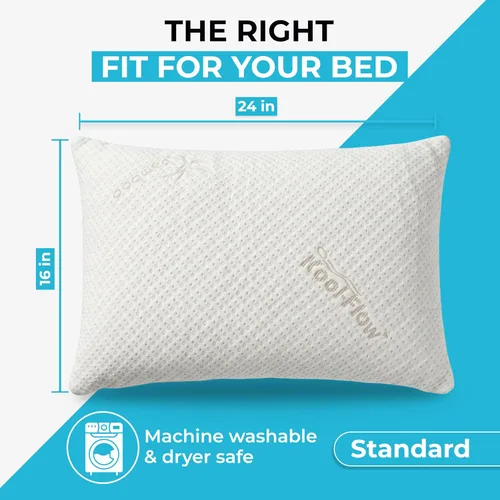 Vista 2 de Xtreme Comforts Almohadas de cama para dormir (paquete de 2) Almohadas ajustables de espuma viscoelástica triturada con funda de enfriamiento